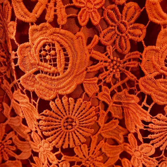 🍊 Lulus Orange Halter Lace Mini Dress | size Small - Picture 3 of 9
